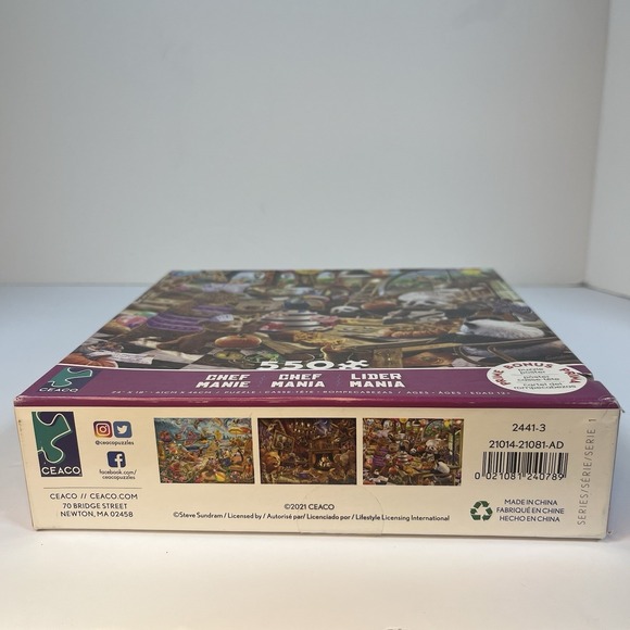 Ceaco 550 Piece Jigsaw Puzzle Chef Mania Panda Brown Bears Cooking in Kitchen - Picture 4 of 5